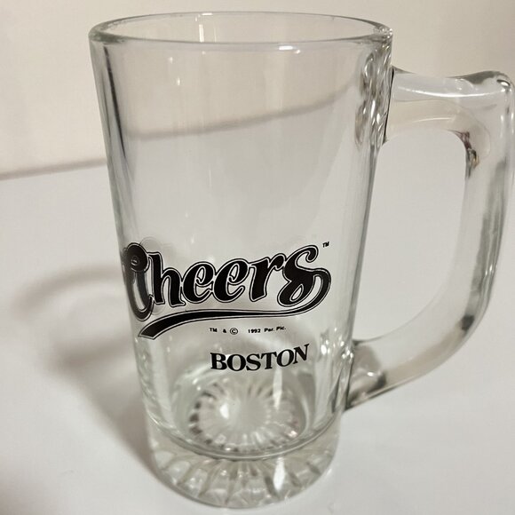 CHEERS BOSTON 1992 GLASS 12 oz BEER MUG 5.5'tall/PREOWNED - Picture 2 of 7